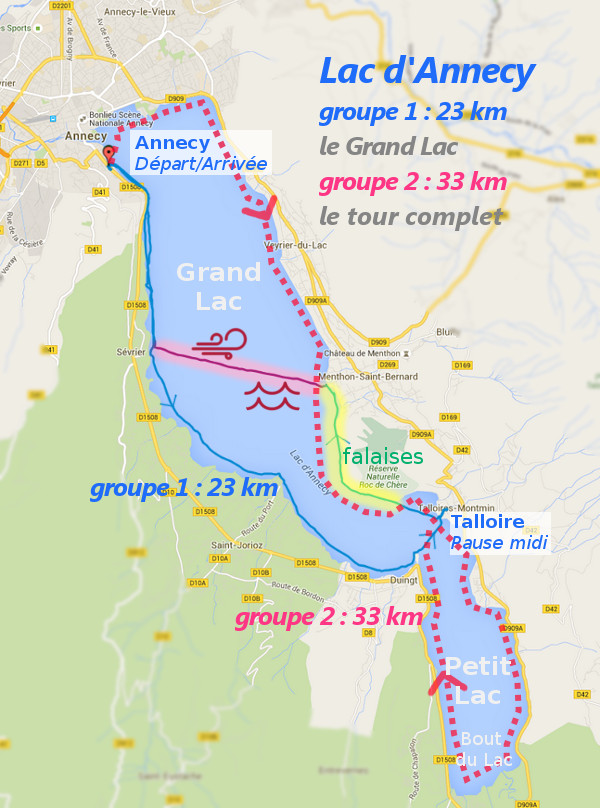 Lac d'Annecy - itinéraire du 13 mars 2016